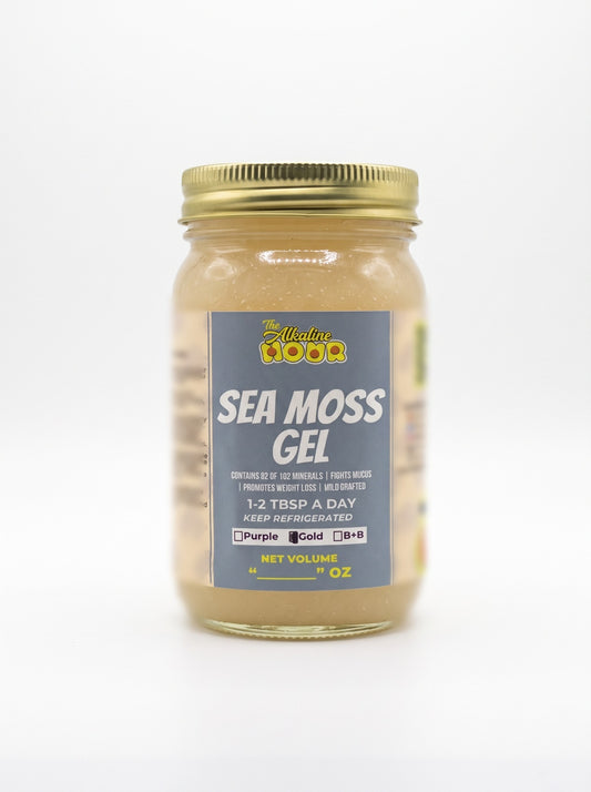 Gold Sea Moss Gel jar, studio photo